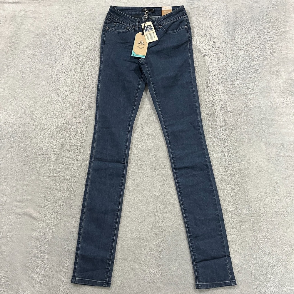 Prana Kayla Jean Womens 00 24 Tall 36" Inseam Indigo Blue Stretch Slim Fit Denim